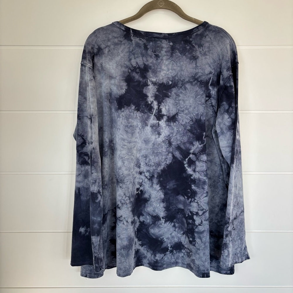JOHNNY WAS CALMÉ Women’s Blake tie dye long sleeve tee shirt Blue Size XL - Picture 12 of 13